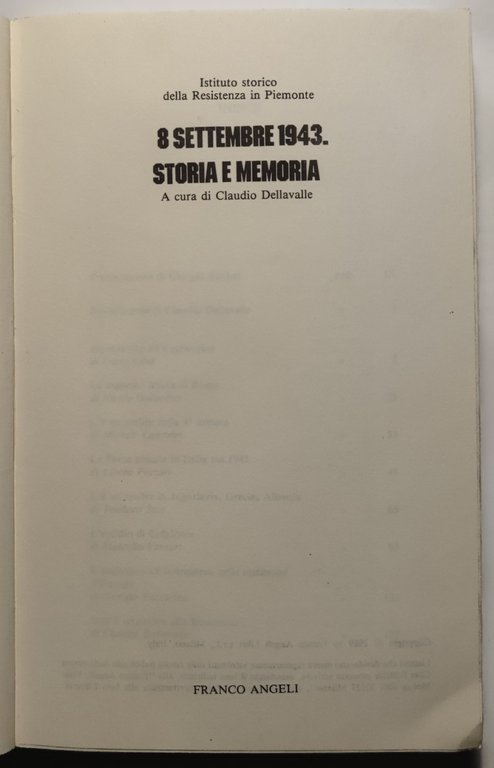 8 settembre 1943. Storia e memoria. A cura di Claudio …