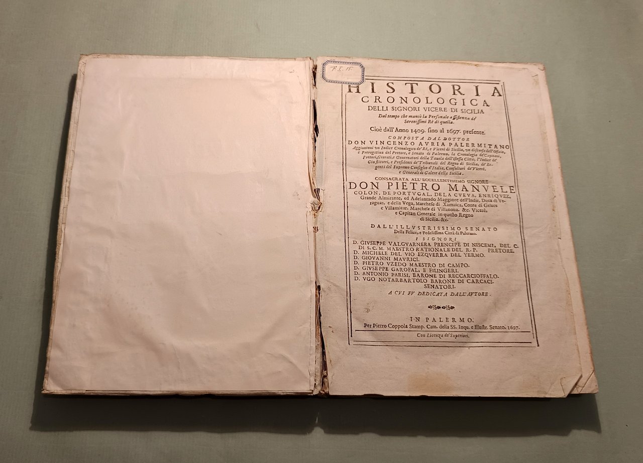 Historia cronologica delli signori vicerè di Sicilia | Immagine principale
