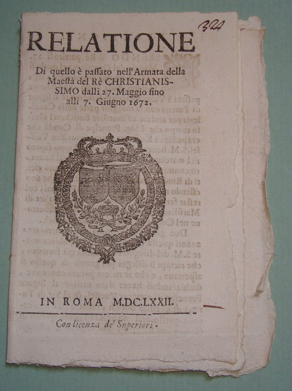 Relazione di quello è passato nell’Armata del Re Christianissimo dalli …