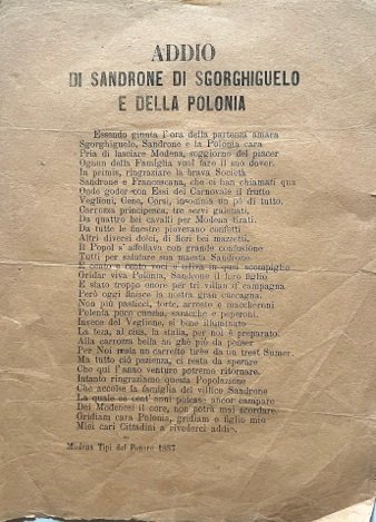 Addio di Sandrone di Sgorghiguelo e della Polonia.