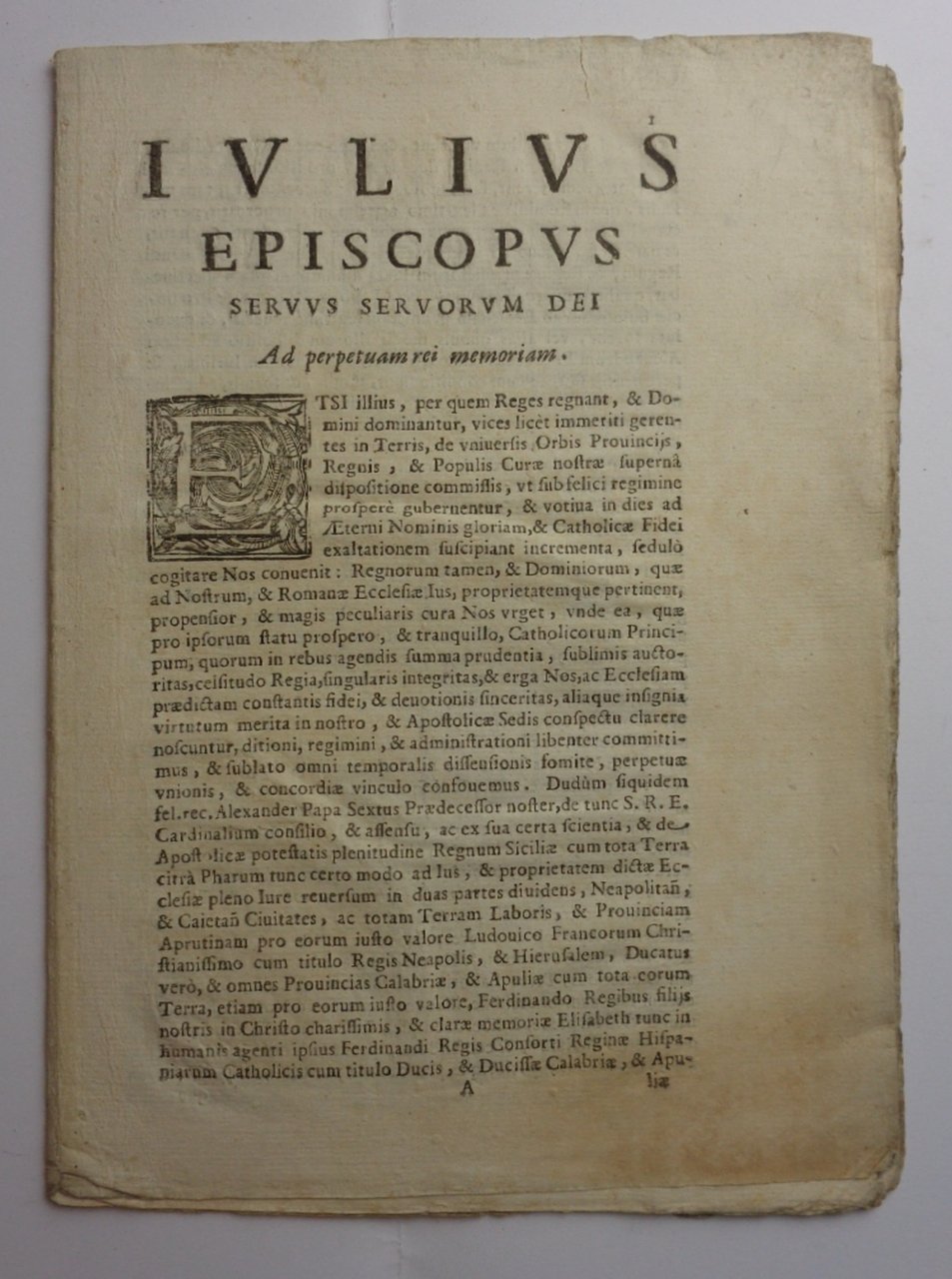 IULIUS episcopus servus servorum Dei AD PERPETUAM REI MEMORIAM. | Immagine principale