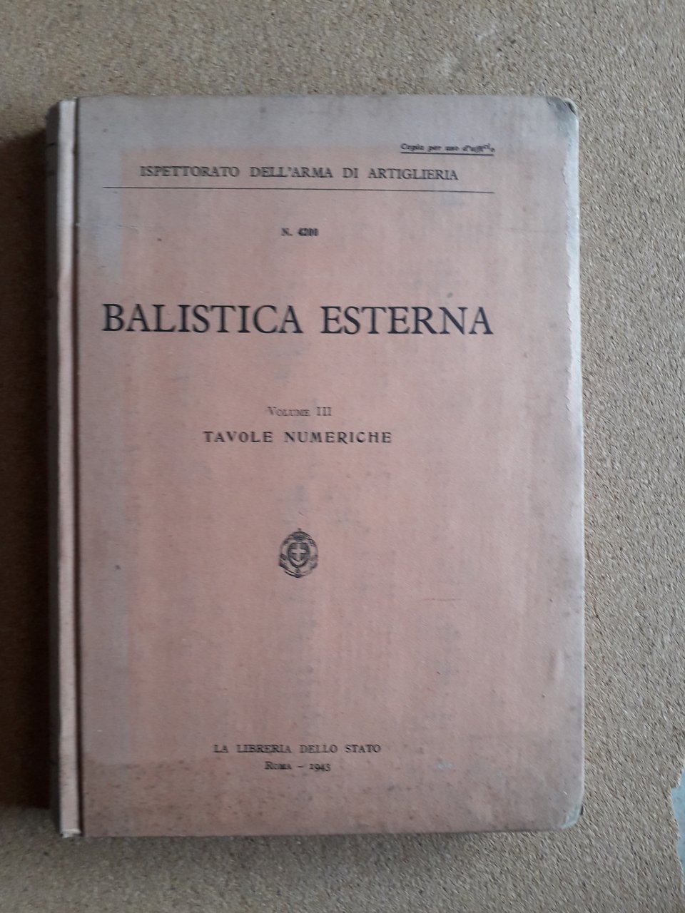 Balistica esterna Vol. III - Tavole numeriche