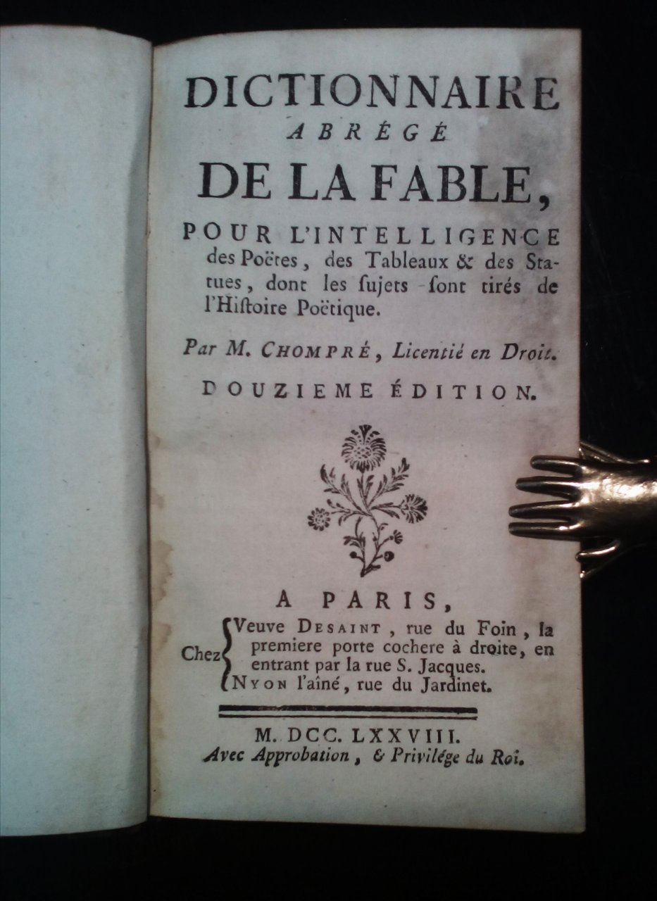 Dictionnaire abregé de la fable, pour l'intelligence des Poètes, des …