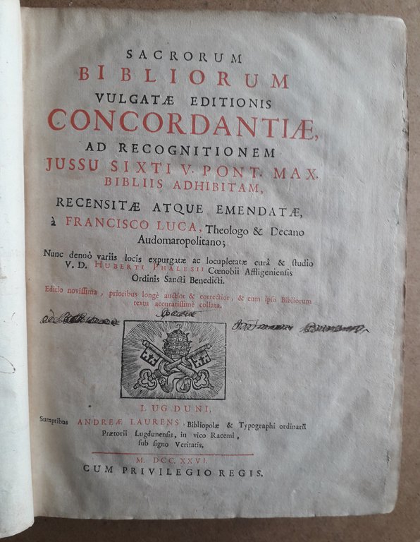 Sacrorum Bibliorum Vulgatae Editionis Concordantiae ad recognitionem Jussu Sixti V. …