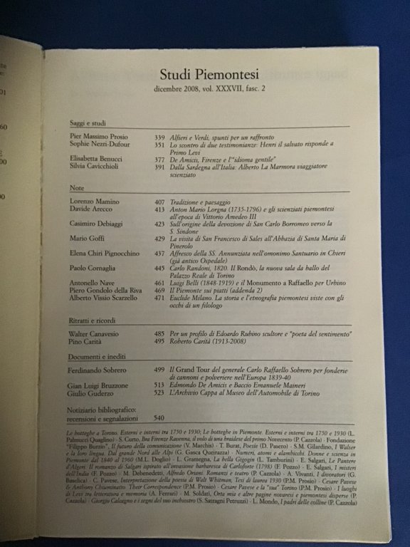 STUDI PIEMONTESI DICEMBRE 2008, VOL. XXXVII, FASC. 2