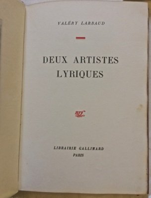Deux Artistes lyriques par Valery Larbaud. Illustré par Grinevsky.