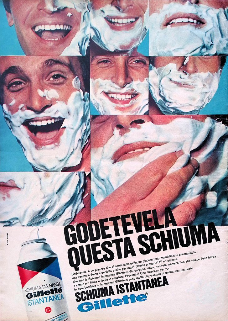 Pubblicità del 1967 Schiuma da Barba Istantanea Gillette