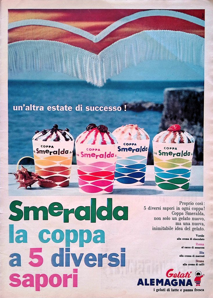 Pubblicità del 1967 Gelati Alemagna Coppa Smeralda