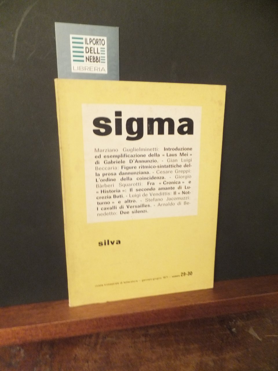 SIGMA RIVISTA DI LETTERATURA N. 29 - 30 - GENNAIO …