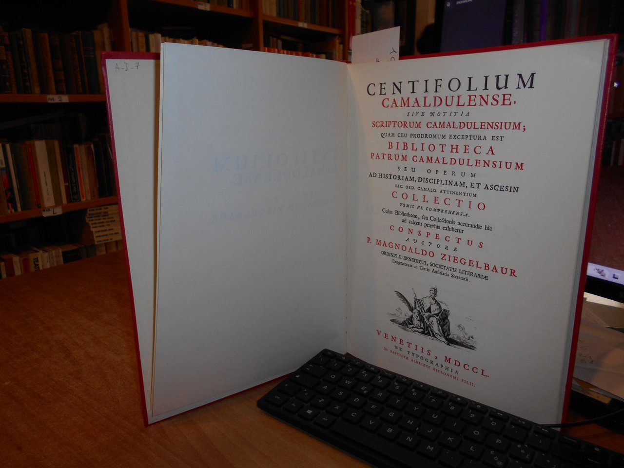 CENTIFOLIUM CAMALDULENSE Sive Notitia Scriptorum... MAGNOALDO ZIEGELBAUR 1967