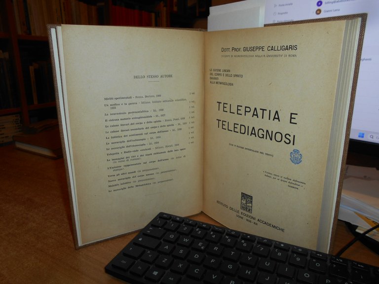 TELEPATIA E TELEDIAGNOSI. GIUSEPPE CALLIGARIS 1935