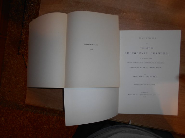 (Fotografia) W.H.F. TALBOT 1839 Rara Photographica, I ristampa Forni, 1980