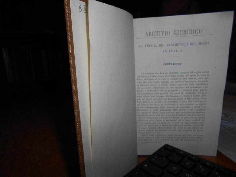 La Teoria del Commercio dei Grani in Italia. CUSUMANO 1877 …