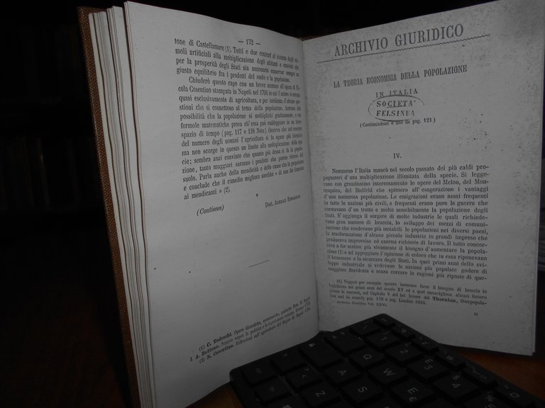 (Economia) La Teoria Economica della Popolazione in Italia. SINIGALIA 1881 …