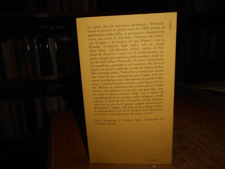 L' ANTICRISTO maledizione del cristianesimo. FRIEDRICH NIETZSCHE 1986