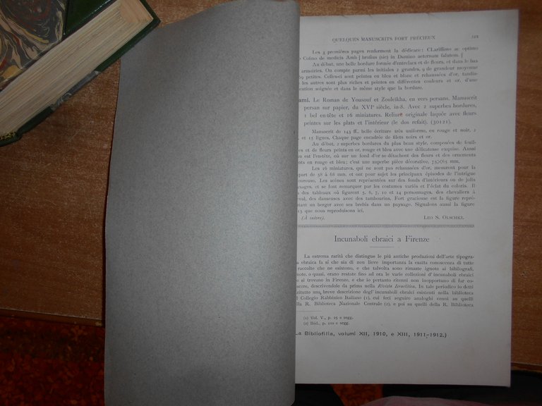 UMBERTO CASSUTO. Incunaboli Ebraici a FIRENZE. Fotocopia tratta dall' originale.