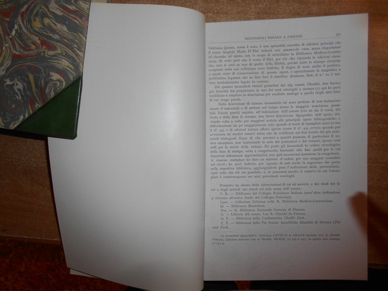 UMBERTO CASSUTO. Incunaboli Ebraici a FIRENZE. Fotocopia tratta dall' originale.