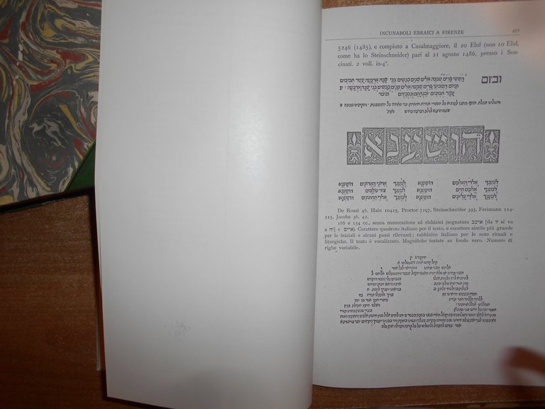 UMBERTO CASSUTO. Incunaboli Ebraici a FIRENZE. Fotocopia tratta dall' originale.