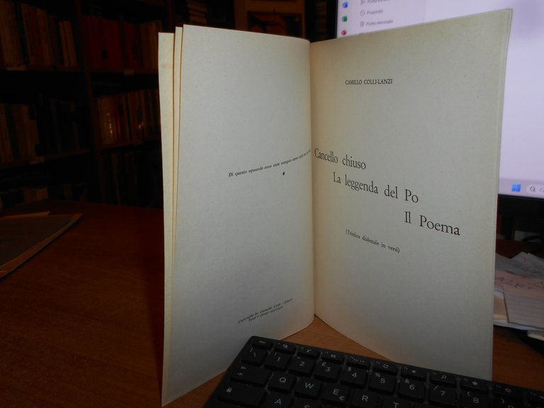 (Cremona) CANCELLO CHIUSO (Trittico dialettale in versi) CAMILLO COLLI-LANZI 1952