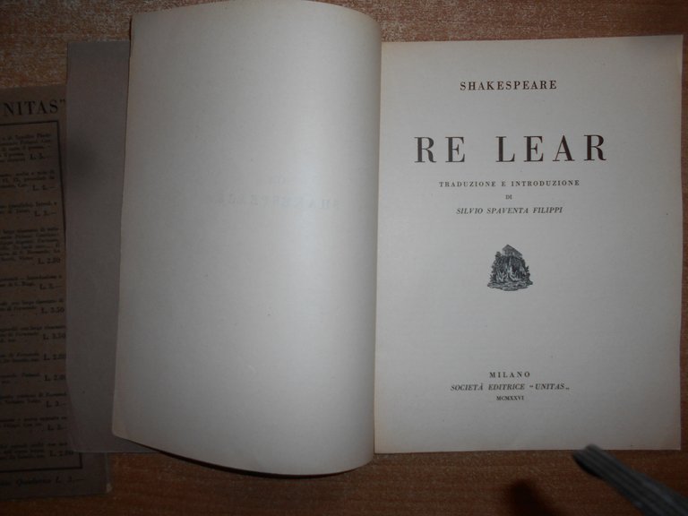 RE LEAR - GIULIO CESARE. SHAKESPEARE 2 volumi 1925/1926