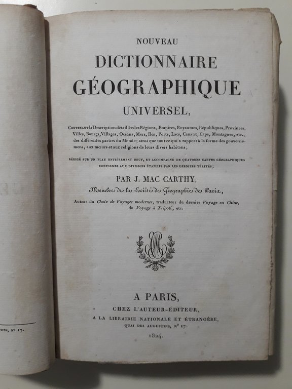 Nouveau Dictionnaire Universel, Contenant la Description détaillée des Régions, Empires, …