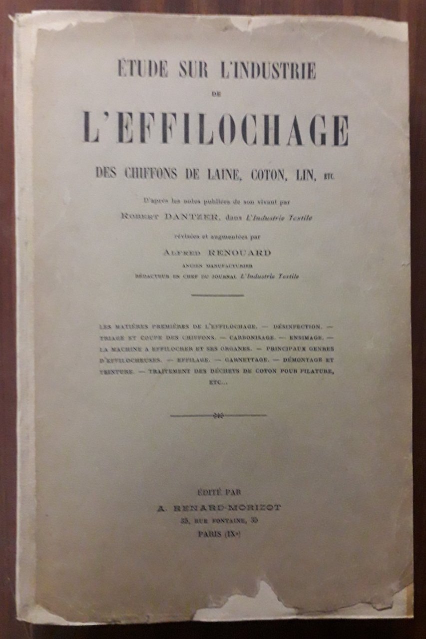 Étude sur l’Industrie de l’Effilochage des chiffons de laine, coton, …