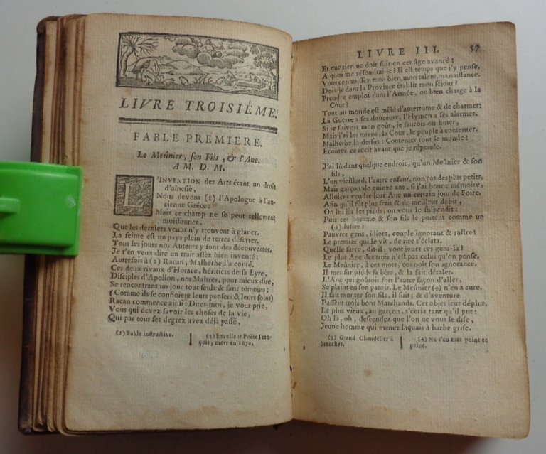 FABLES CHOISIES, mises en vers par monsieur De La Fontaine. …