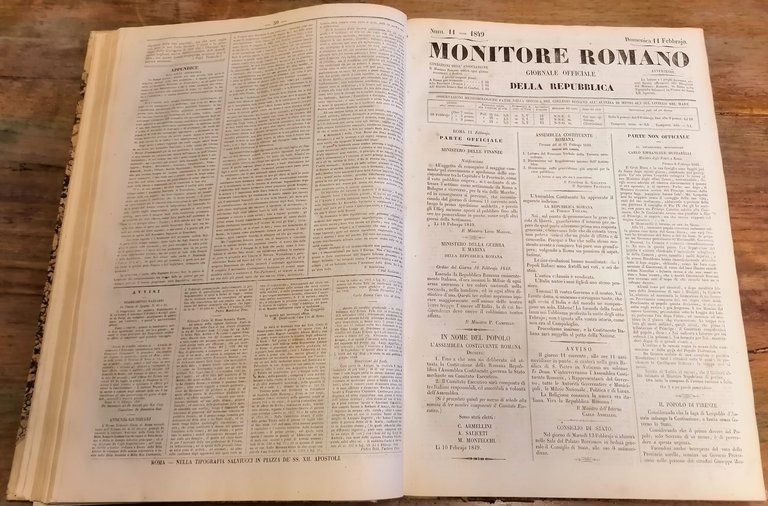1849. "Gazzetta di Roma" (n. 1-23) - "Monitore Romano : …