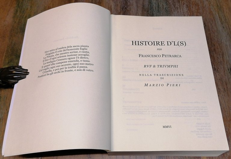 Histoire d' l (s) per Francesco Petrarca. RVF & Triumphi, …