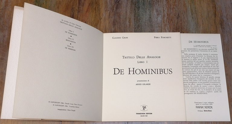 Trittico Delle Analogie. Libro I. De Hominibus.