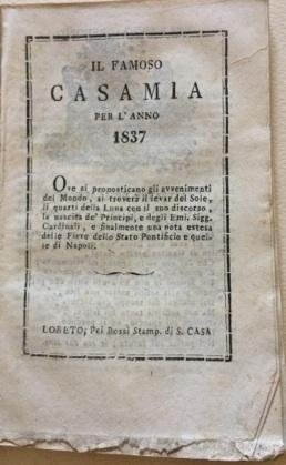 Il famoso Casamia per l’anno 1837. Almanacco.