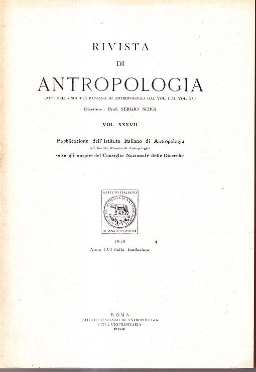 RIVISTA DI ANTROPOLOGIA - VOLUME XXXVII - ATTI DELLA SOCIETA' …