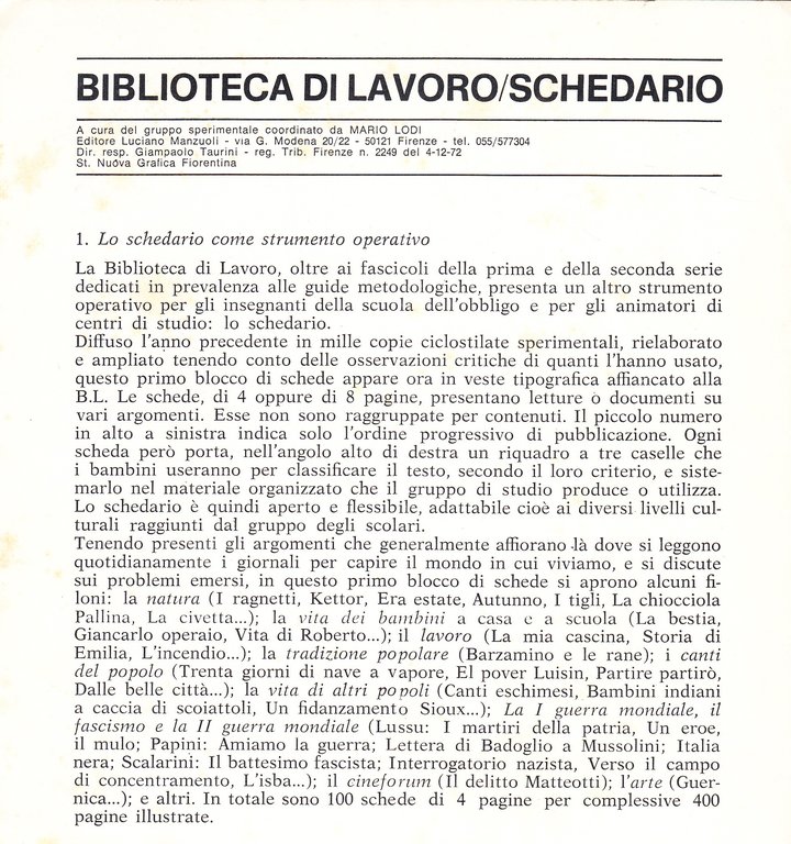 Biblioteca di Lavoro. Novità Semestre 1979 (presentazione dei numeri), Condizioni …