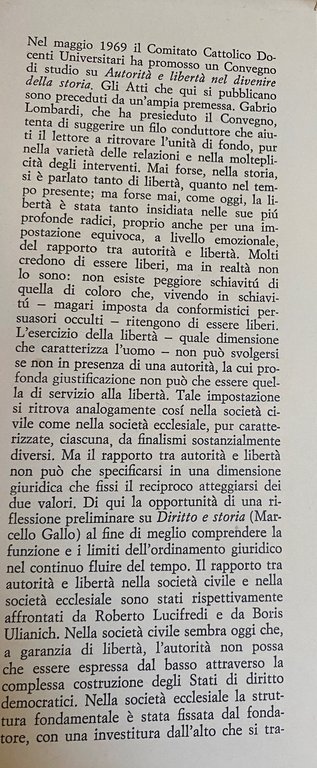 AUTORITÀ E LIBERTÀ NEL DIVENIRE DELLA STORIA. ATTI DEL CONVEGNO …