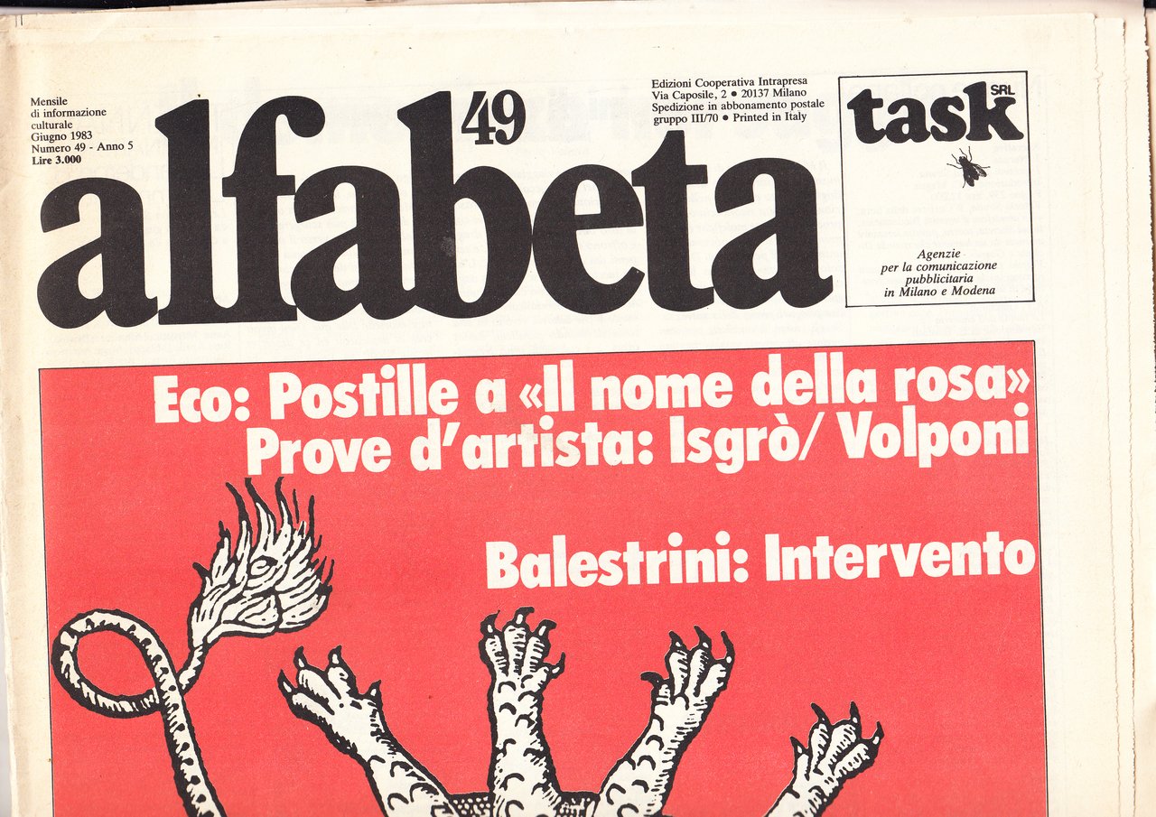 Alfabeta, Mensile di informazione culturale Giugno 1983 Numero 49- Anno …