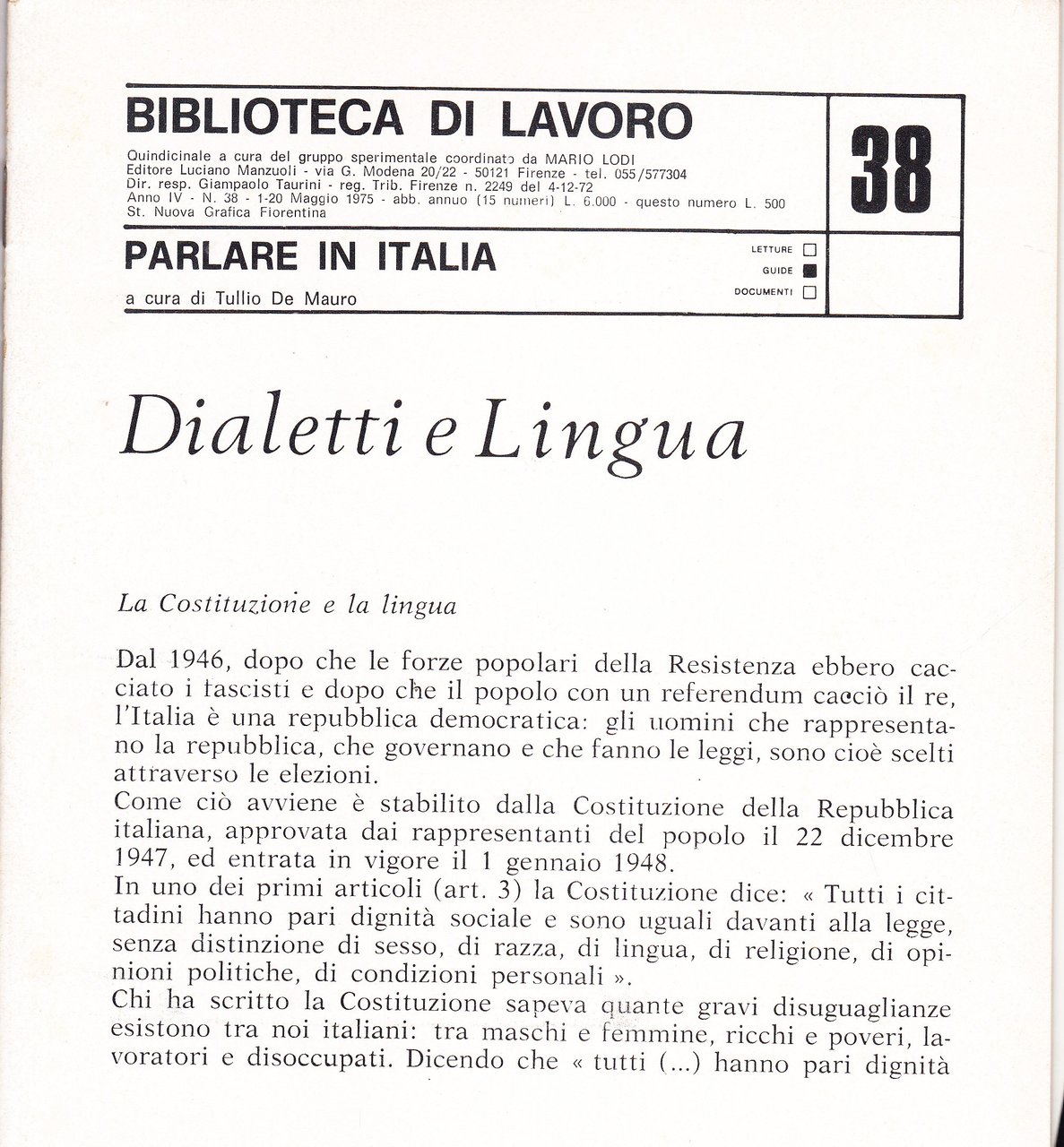 Parlare in Italia. Dialetti e lingua