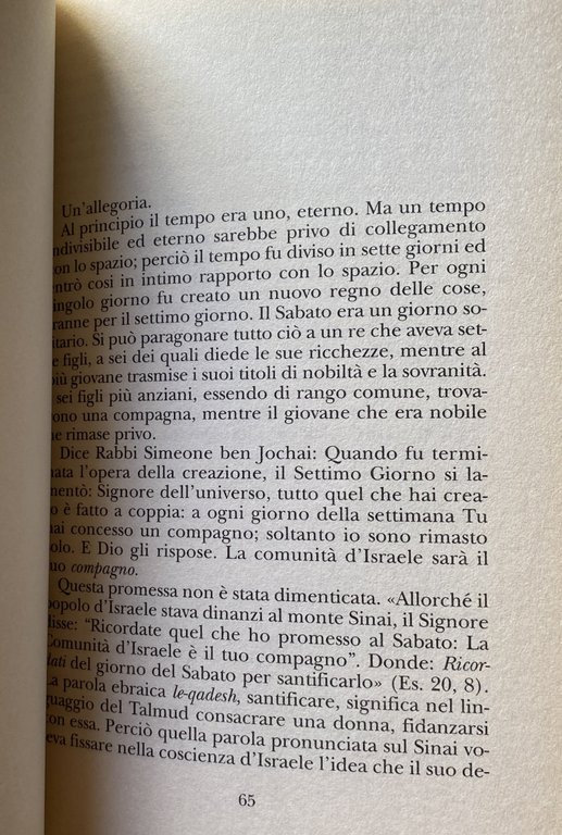 IL SABATO. IL SUO SIGNIFICATO PER L'UOMO MODERNO