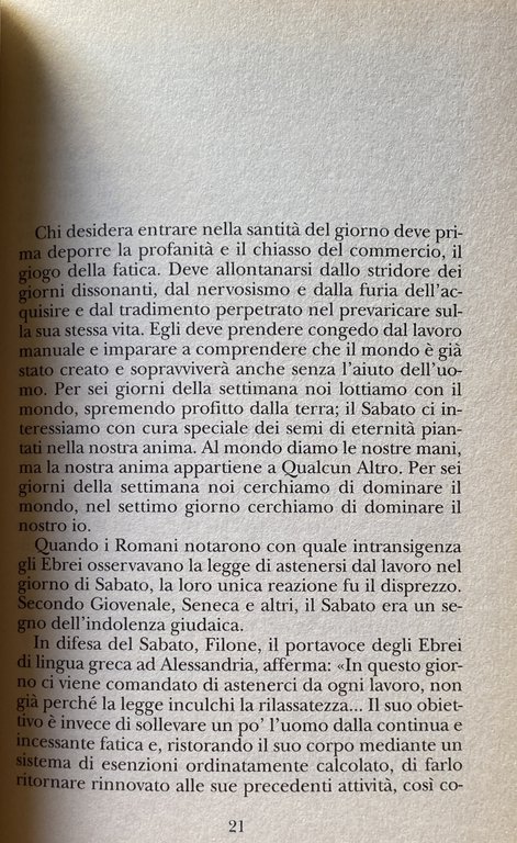 IL SABATO. IL SUO SIGNIFICATO PER L'UOMO MODERNO