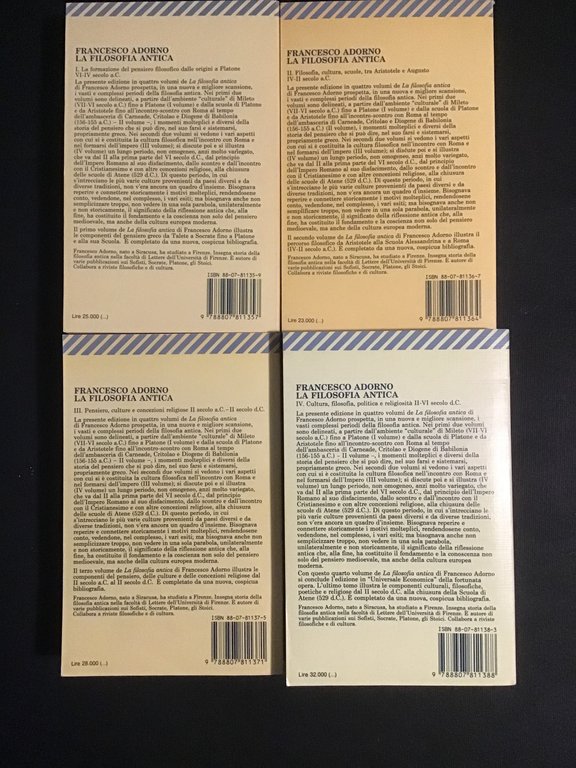 LA FILOSOFIA ANTICA - VOL. I, II, III, IV