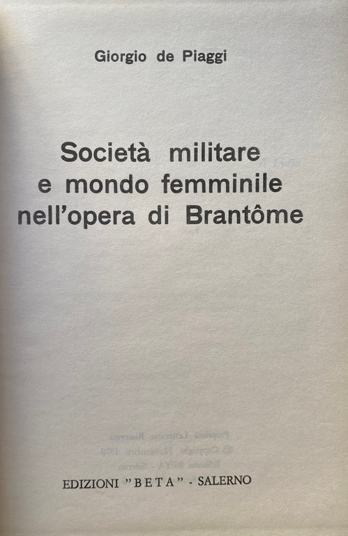 SOCIETÀ MILITARE E MONDO FEMMINILE NELL'OPERA DI BRANTOME