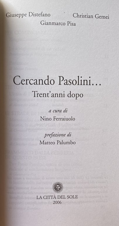 CERCANDO PASOLINI. TRENT'ANNI DOPO