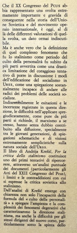 PER LA CRITICA DELLO STALINISMO. SOCIETÀ POLITICA E MITOLOGIA POLITICA