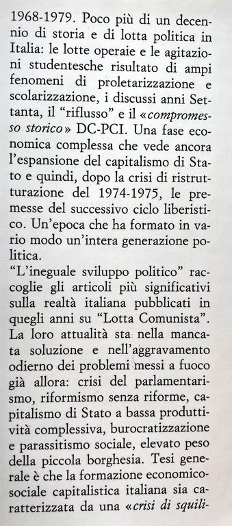 L'INEGUALE SVILUPPO POLITICO 1968-1979