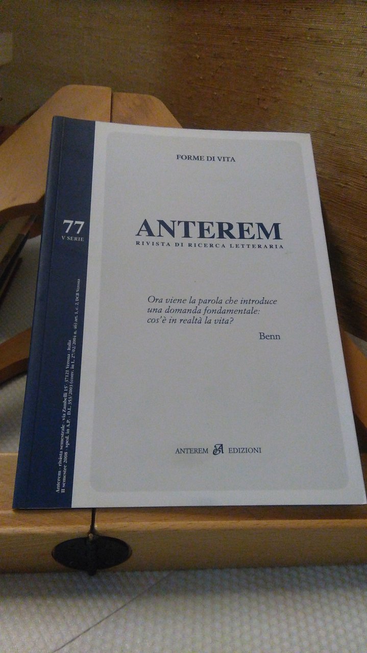 ANTEREM 77. FORME DI VITA