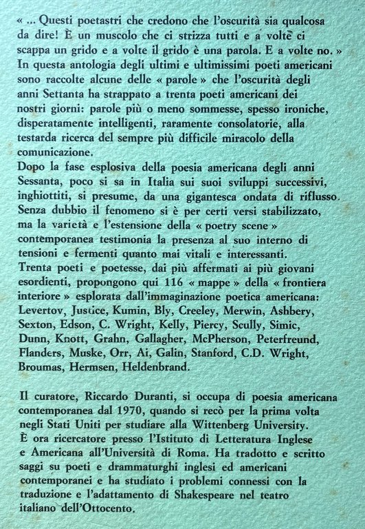 STORIE DI ORDINARIA POESIA. ANTOLOGIA DEI POETI AMERICANI DEGLI ANNI …