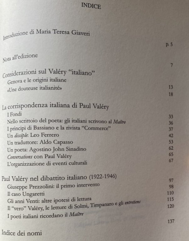 NON CHIAMATEMI MAESTRO. EPISODI DELLA RICEZIONE ITALIANA DI PAUL VALÉRY