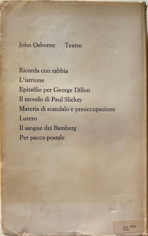 TEATRO: RICORDA CON RABBIA L'ISTRIONE EPITAFFIO PER GEORGE DILLON IL …