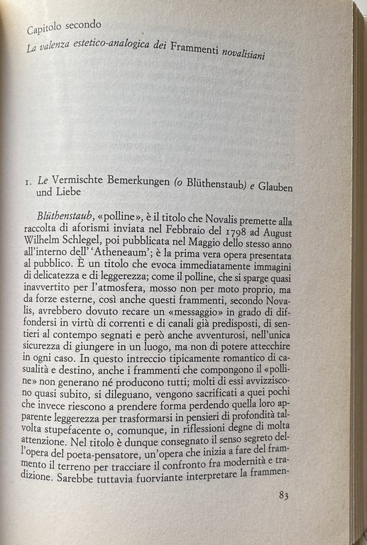 L'ESTETICA DI NOVALIS. ANALOGIA E PRINCIPIO POETICO NELLA PROFEZIA ROMANTICA