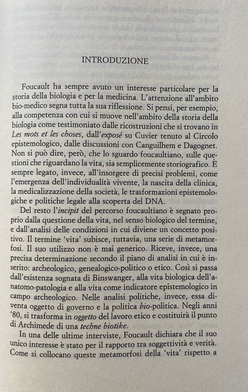 MICHEL FOUCAULT: TECNICA E VITA. BIO-POLITICA E FILOSOFIA DEL BIOS