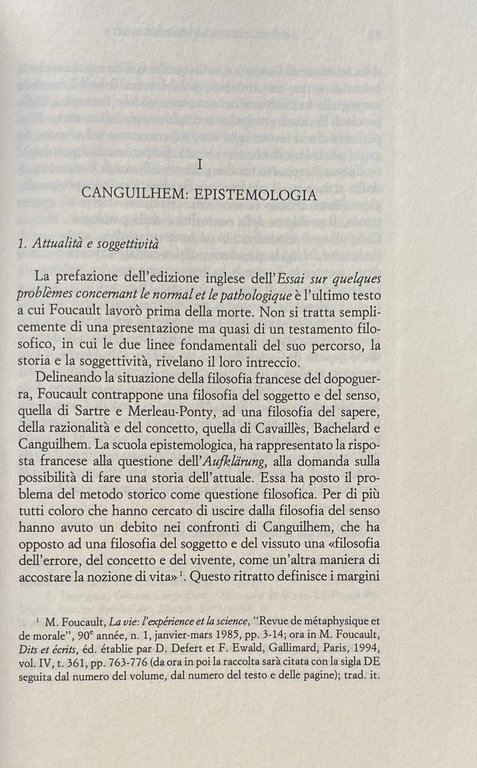 MICHEL FOUCAULT: TECNICA E VITA. BIO-POLITICA E FILOSOFIA DEL BIOS